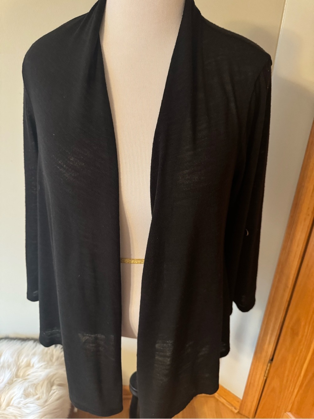 Notations Black Open-Front Lightweight Cardigan